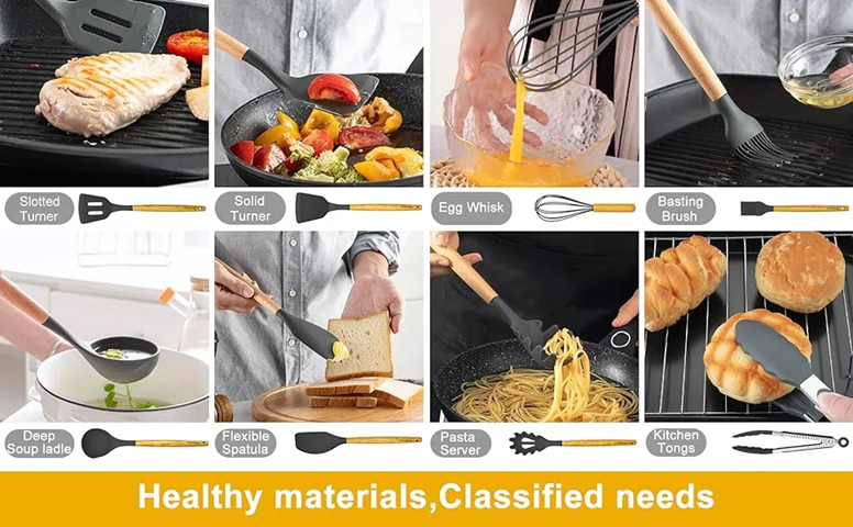 12 Pcs Silicone Cooking Utensils Kitchen Utensil Set Heat Resistant