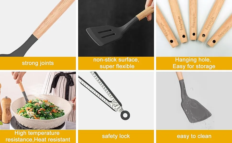 12 Pcs Silicone Cooking Utensils Kitchen Utensil Set Heat Resistant