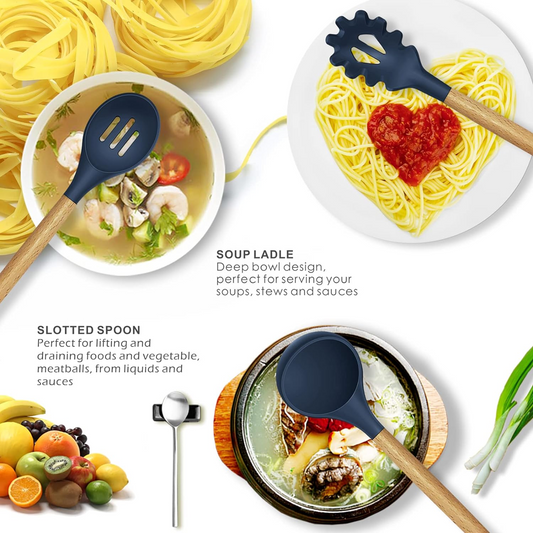 12 Pcs Silicone Cooking Utensils Kitchen Utensil Set Heat Resistant