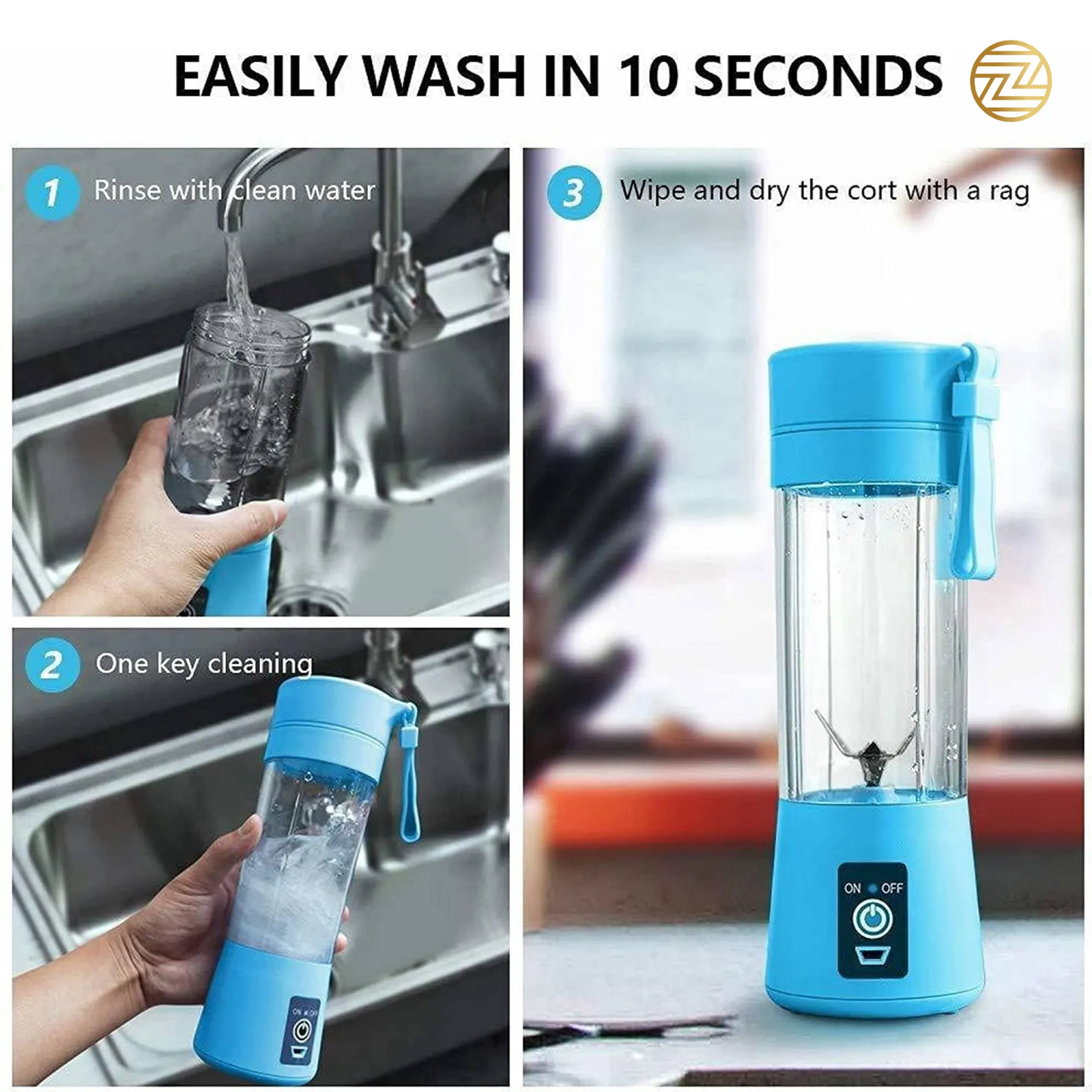 Mini Portable Usb Rechargeable Juicer Blender Mixer 6 Blades 380ml