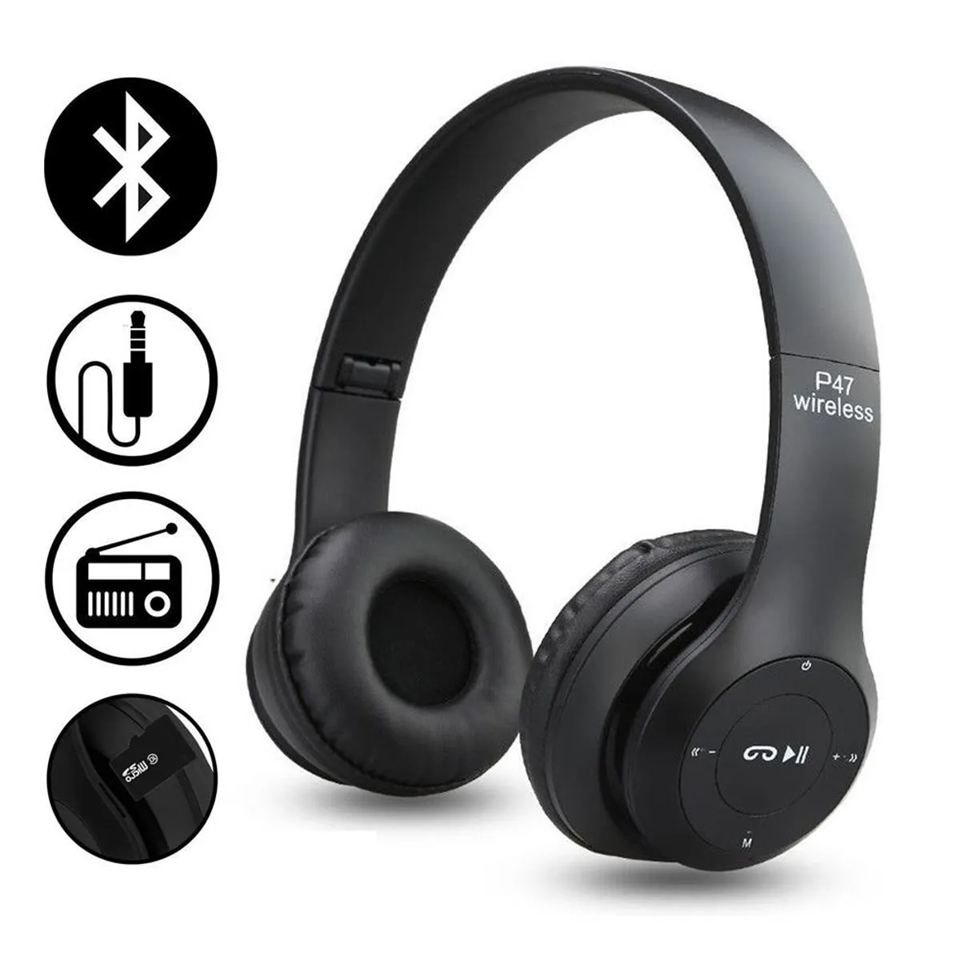 Wireless Headphones Bluetooth Stereo Head phones Foldable Headset with Mic